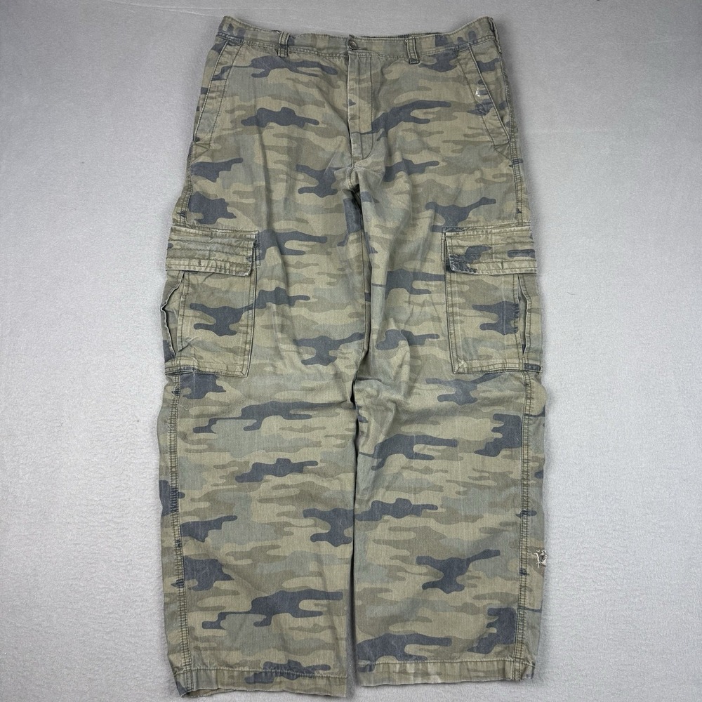 Old Navy 36x32 Green Brown Woodland Camo Baggy Y2K‎ Cargo Mens Pants